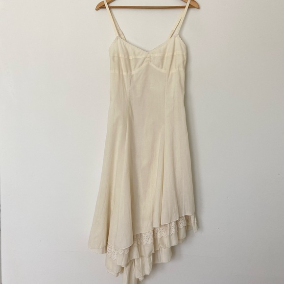 In Love by Carling Other - Vintage In Love by Carling 100% Silk Victorian Gothic Cream Midi Slip Dress sz 6
